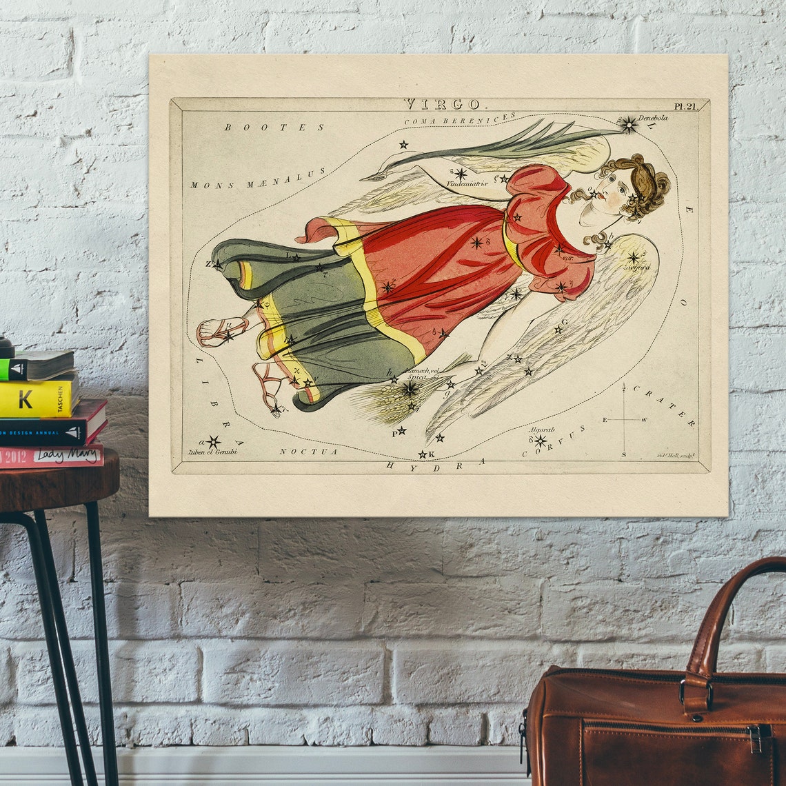 Virgo Antique Constellation Star Chart Sidney Hall Zodiac Art Poster