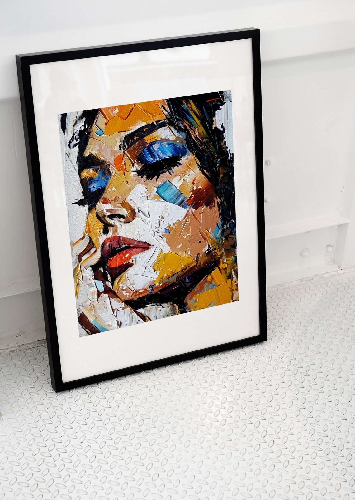 Abstract Impasto Woman Face Palette Knife Portrait Gallery Poster