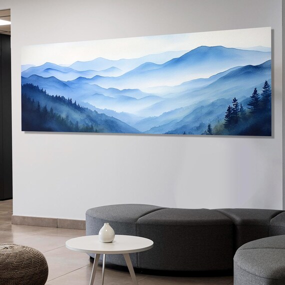 Great Smoky Mountains National Park Painting Print Appalachian Mountains Fog Over Forest Mountains Wall Art Framed Ready To Hang
