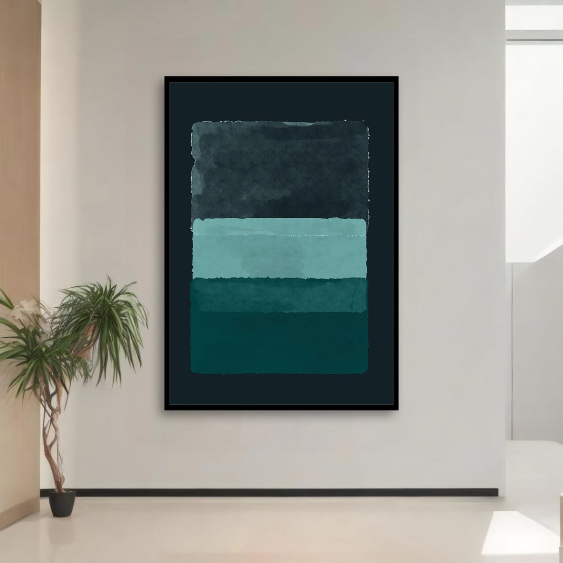 Rothko Style Teal Watercolor Color Field Abstract Minimalist Poster - Image 2