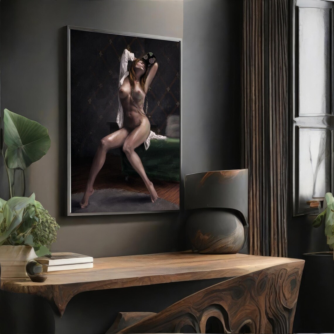 Sensual Seated Nude Woman Boudoir Painting Modern Figurative Art Poster - Image 4