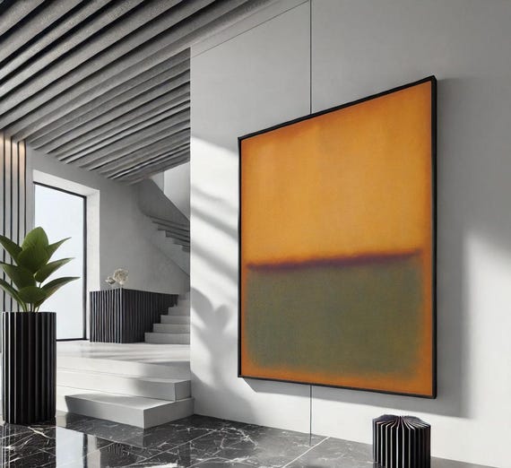 Bold Ochre Rothko Style Canvas Wall Art Print Modern Living Room Decor Statement Piece