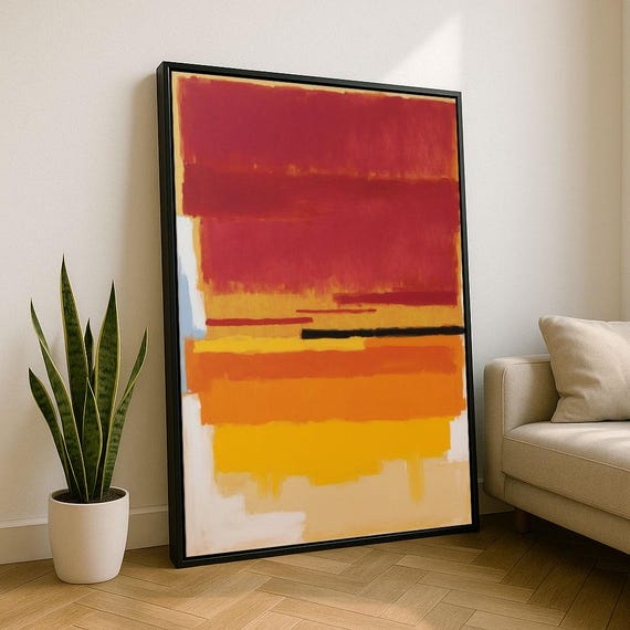 Bold Red And Orange Rothko Style Color Field Canvas Wall Art Print Modern Living Room Decor Statement Piece