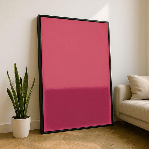 Bold Pink Rothko Style Color Field Canvas Wall Art Print Modern Living Room Decor Statement Piece