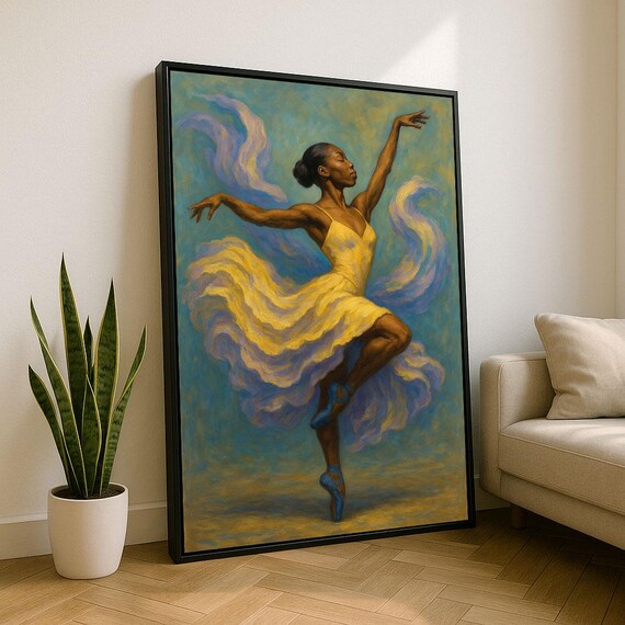 Graceful Black Ballerina Canvas Wall Art Print Elegant Living Room Decor Statement Piece