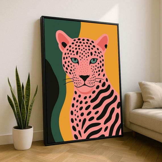 Bold Leopard Portrait Canvas Wall Art Print Modern Boho Living Room Decor Statement Piece