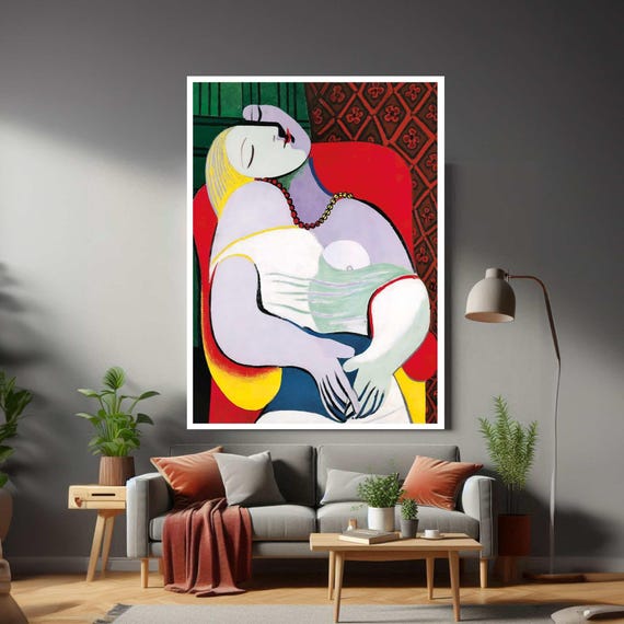 Le Reve By Pablo Picasso Woman Asleep In An Armchair The Dream 1932 Framed Modern Canvas Wall Art Print Ready To Hang Gift For Office