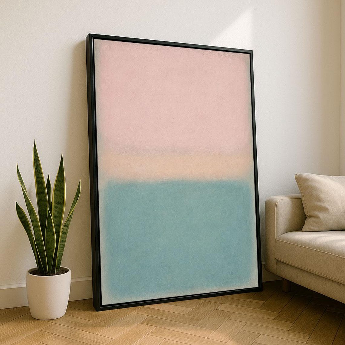 Mark Rothko Style Pink Teal Abstract Color Field Soft Modern Poster
