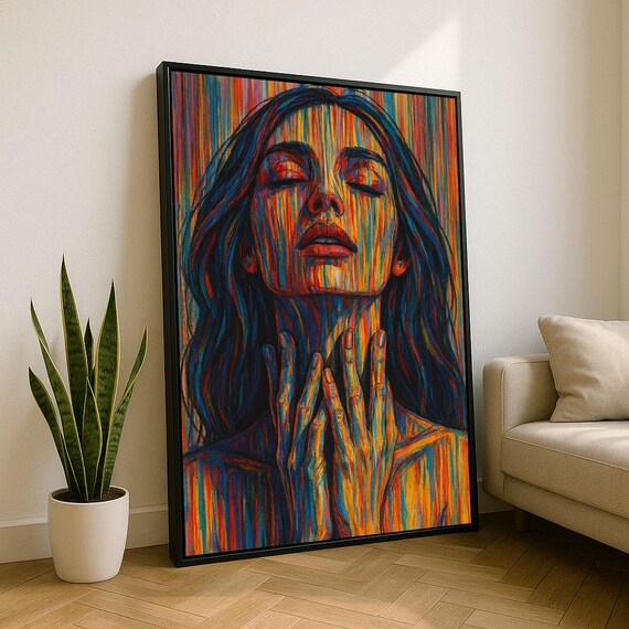 Colorful Woman Portrait Abstract Canvas Wall Art Print Vibrant Living Room Decor Statement Piece For Modern Lovers
