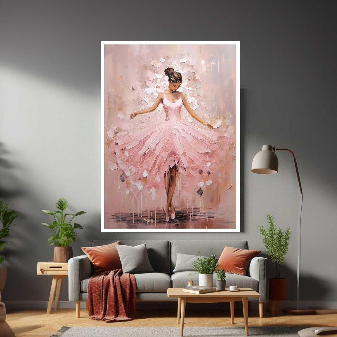 Pink Ballerina Tutu Dancer Impressionist Painting Soft Girls Room Art Poster