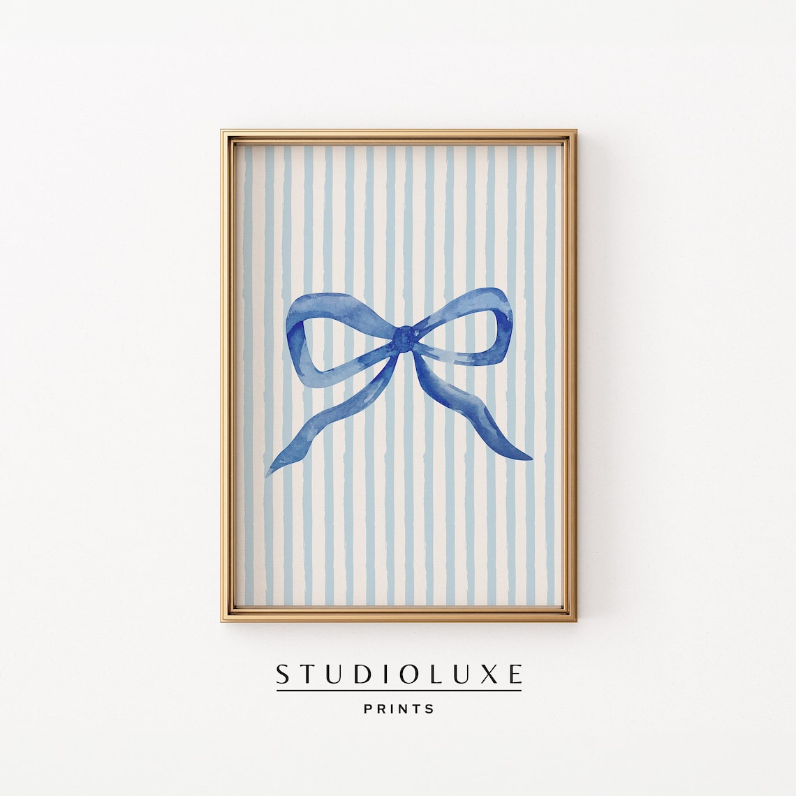 Blue Bow Nursery Decor, Preppy Coquette Art Print