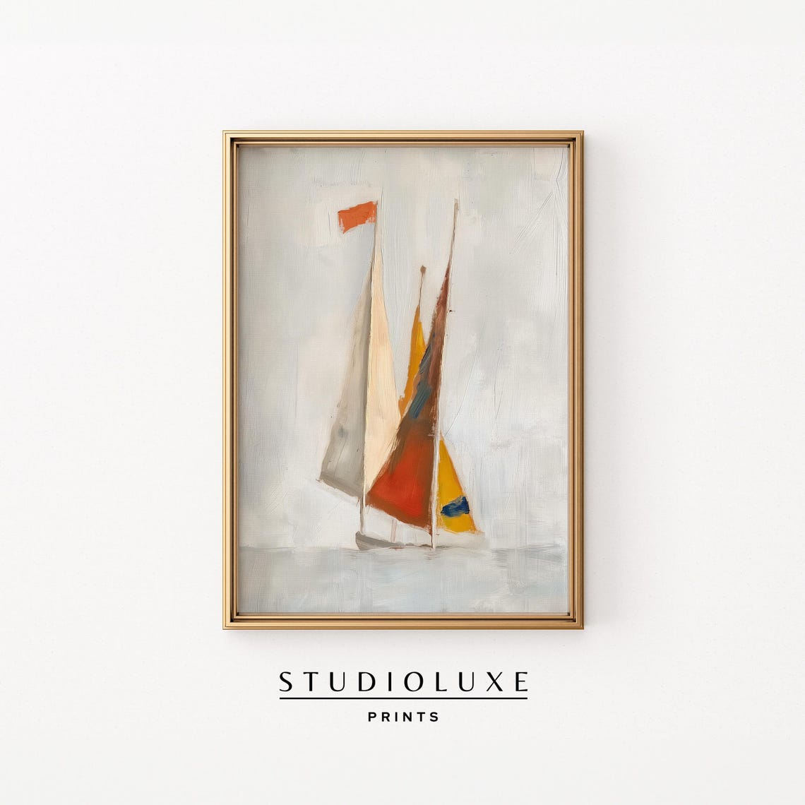 Abstract Sailboat Poster Minimalist Nautical Sails Soft Coastal Art