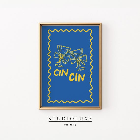 Cin Print Bar Cart Decor Coquette Bow Wall Art Kitchen Quote Trendy Food Chefs Kiss Prints