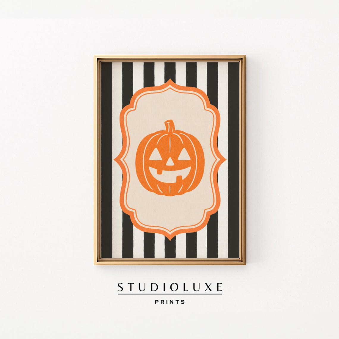 Cute Vintage Jack O Lantern Pumpkin Halloween Striped Sign Poster