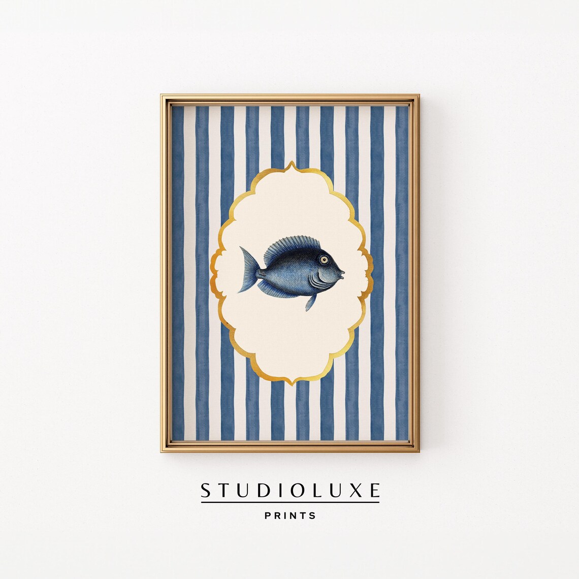 Blue Fish Nautical Beach Decor Coastal Art Print