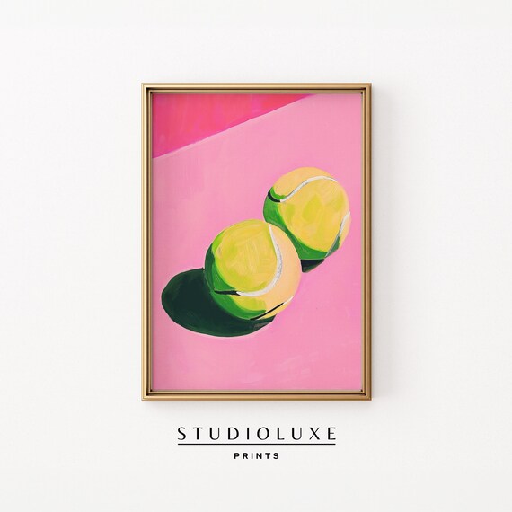 Tennis Balls Duo Pink Background Modern Sports Still Life Poster