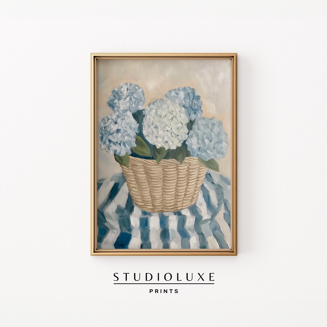 Hydrangea Basket Painting Coastal Art Print