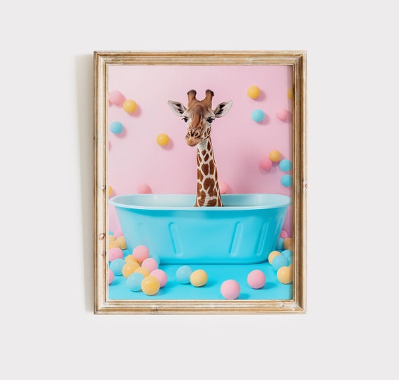 Giraffe Poster Giraffe Pop Art Print Bath Wall Art Giraffe Art Children Gift Funky Animal Print Wall Decor Bathroom Wall Art Pop Art Gift
