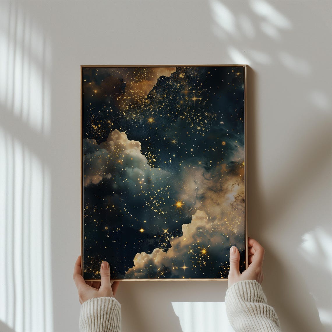 Starry Night Sky Golden Stars Clouds Dark Celestial Dream Wall Poster - Image 4