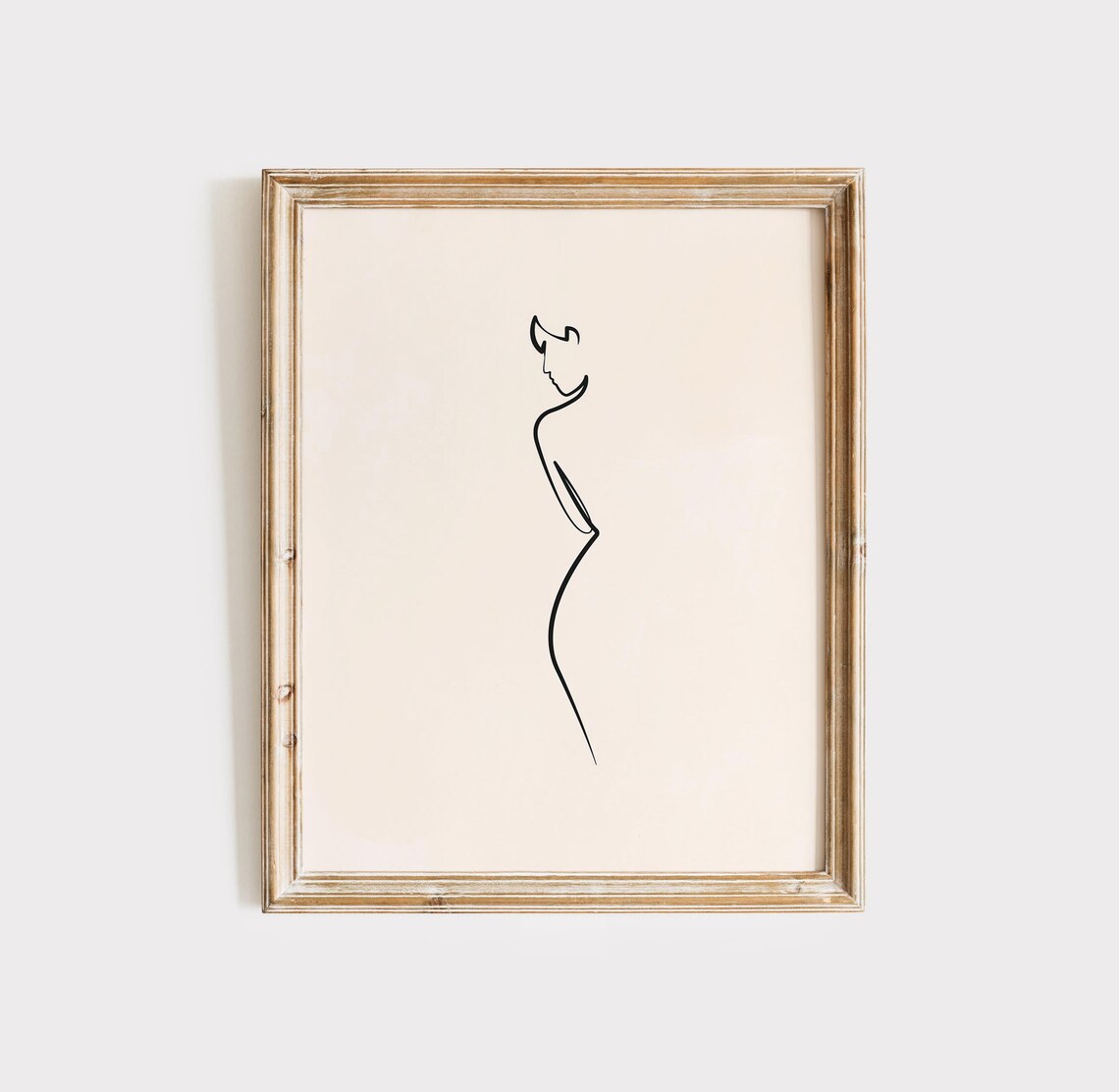 Minimalist Woman One Line Body Art in Ornate Oval Gold Frame Poster - Image 3