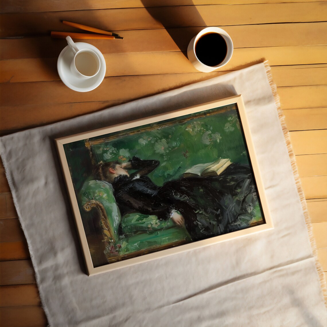 Woman Reading Art Print, Moody Victorian Decor - Image 3