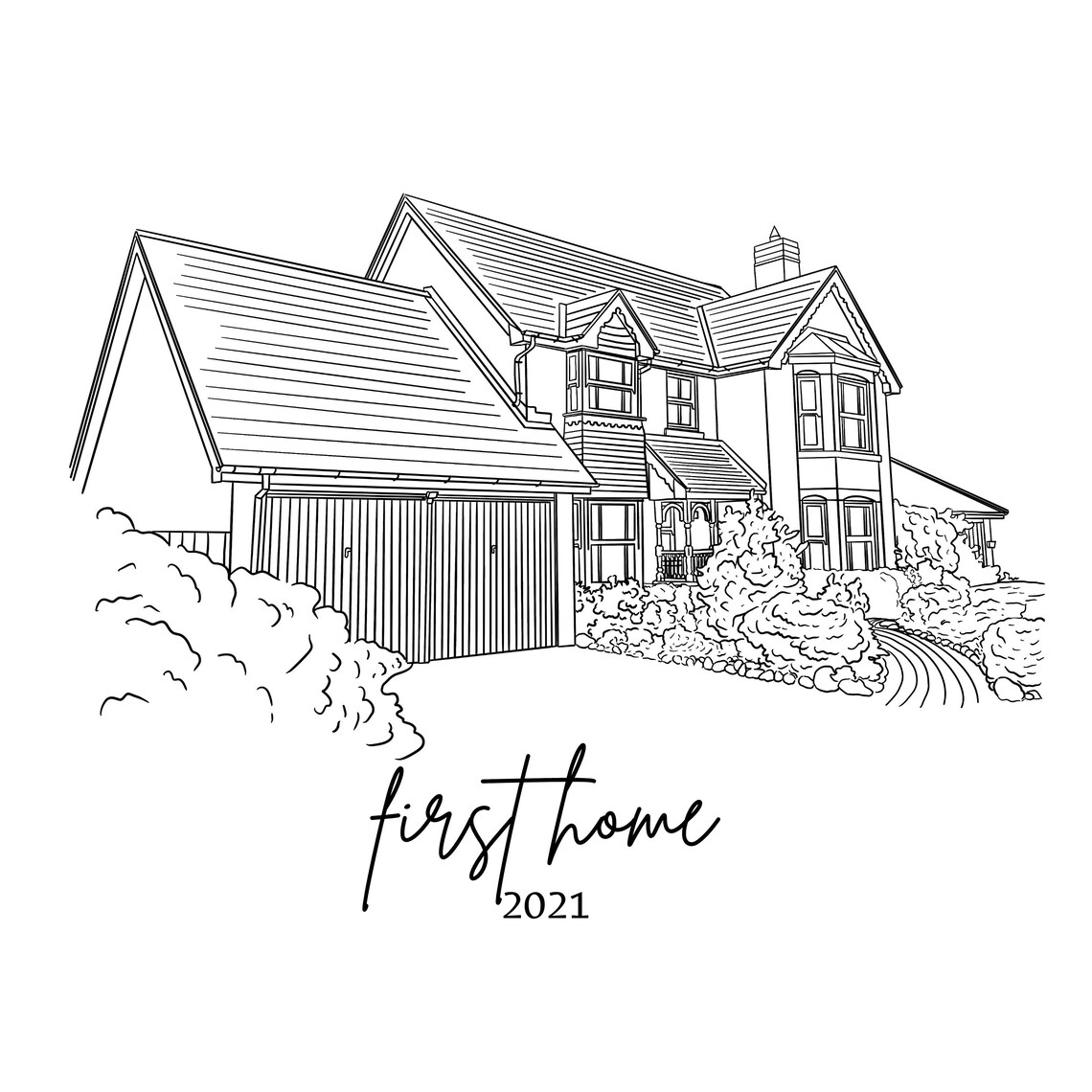 Custom House Line Art, Outline Building Sketch - Image 2