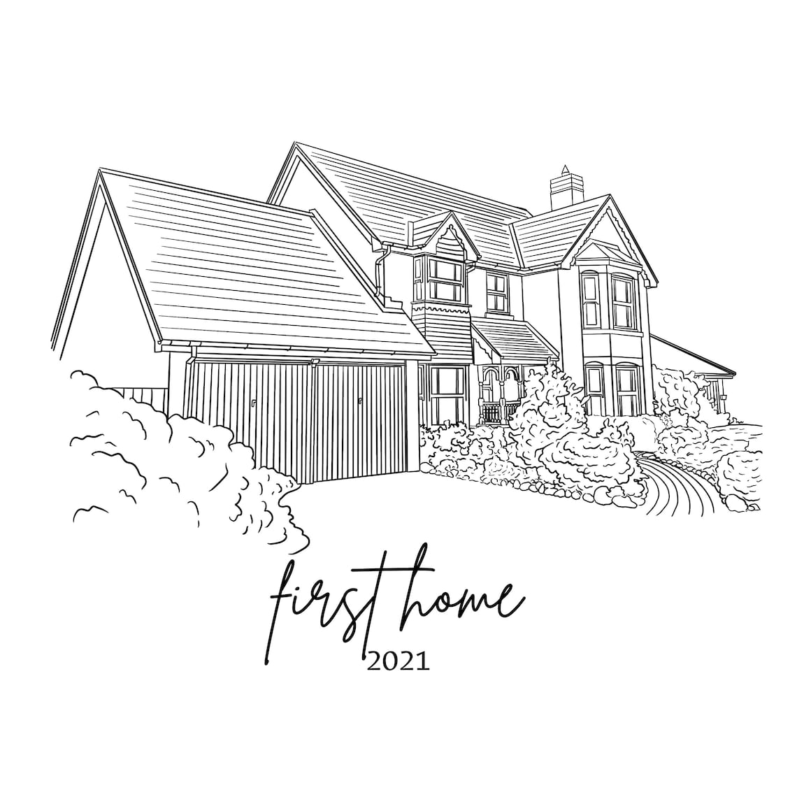 Custom Outline House Portrait, Simple Line Art - Image 4