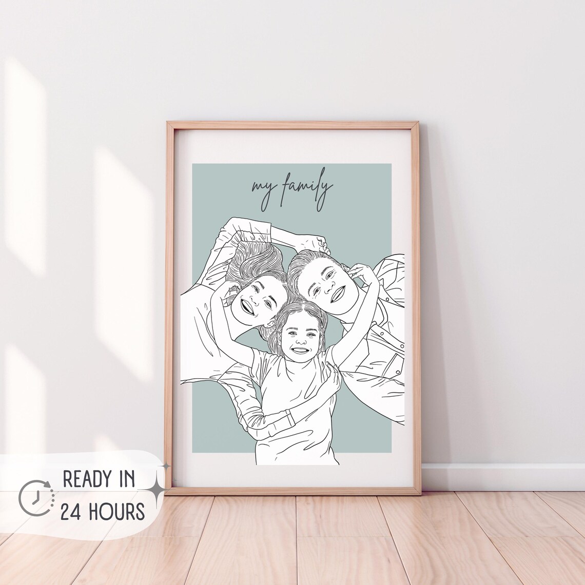 Custom Family Line Art Portrait, Mothers Day Gift