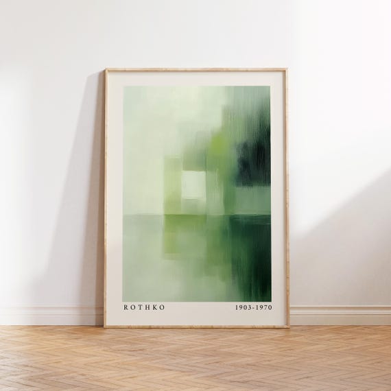 Olive Green Wall Art Abstract Color Field Print In Soft Greens Inspired By Mark Rothko Minimalist Modern Poster For Living Room Or Office