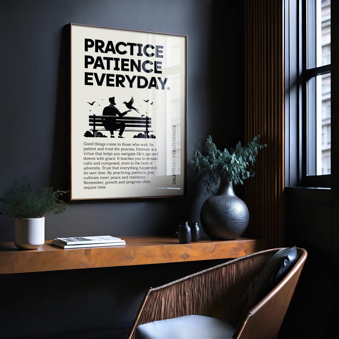 Practice Patience Everyday Calmness Perseverance Quote Poster - Image 3