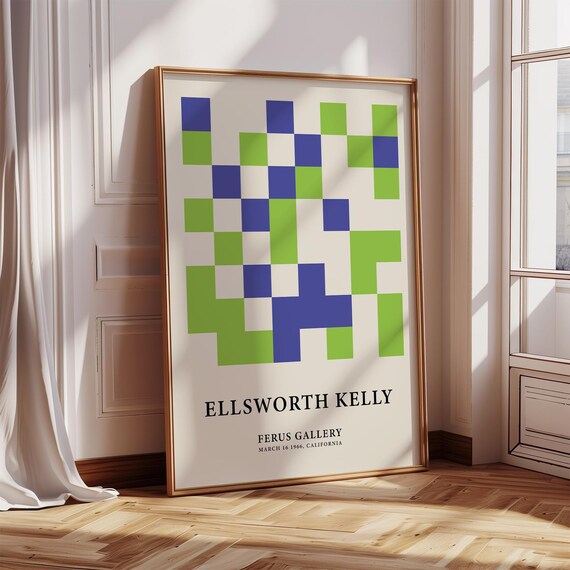 Ellsworth Kelly Green Blue Checkerboard Abstract Pattern Poster