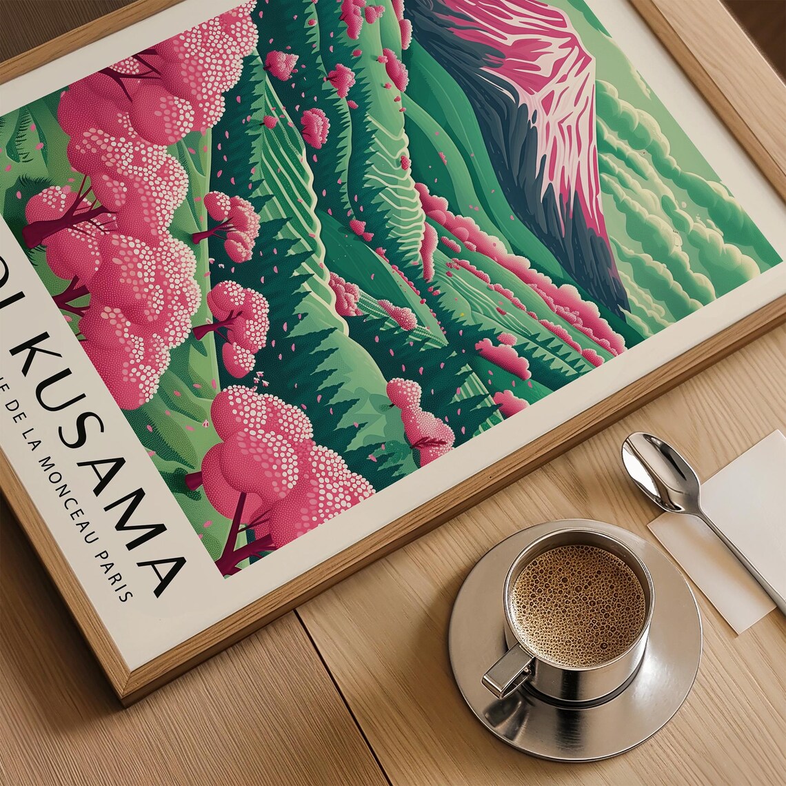 Yayoi Kusama Pink Mount Fuji Cherry Blossom Spring Landscape Poster - Image 2