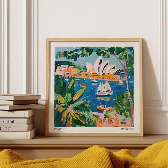 Matisse Art For Sale Colorful Sydney Opera House Print Bold Sailboats And Palm Trees Fauvist Harbour Scene Australia Wall Art