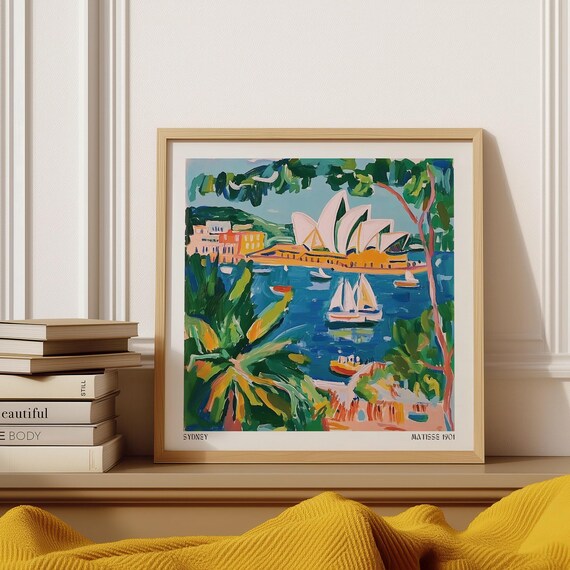 Sydney Opera House Harbour Sailboats Fauvist Matisse Style Poster