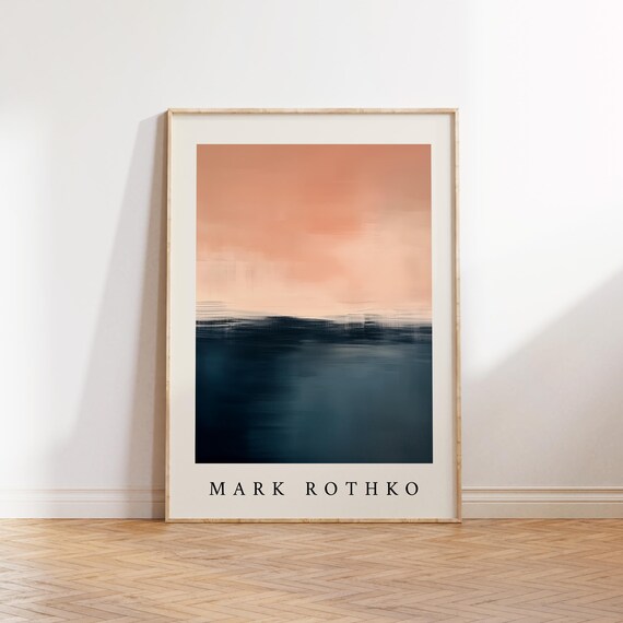 Mark Rothko Sunset Ocean Peach Dark Blue Minimalist Seascape Print