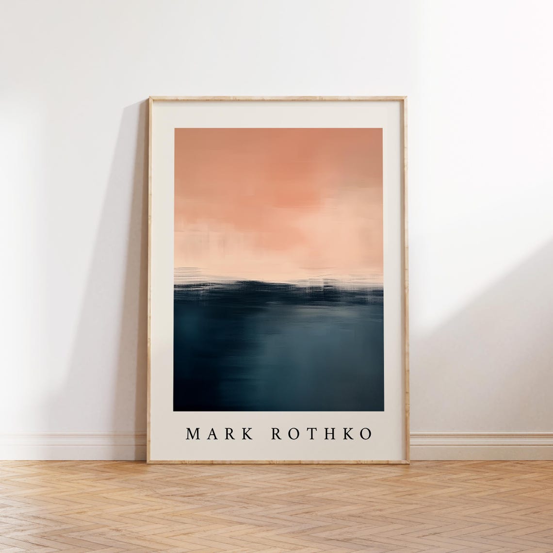 Mark Rothko Sunset Ocean Peach Dark Blue Minimalist Seascape Print
