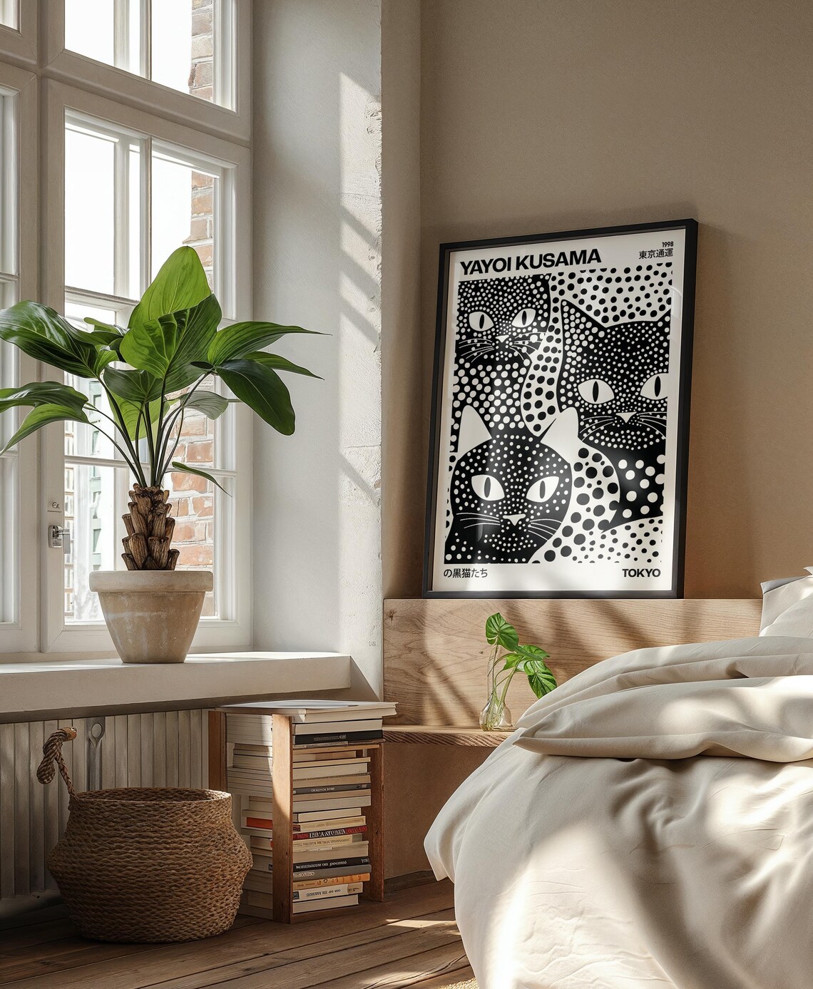 Yayoi Kusama Tokyo 1998 Black Cats Dot Art Exhibition Style Poster - Image 3