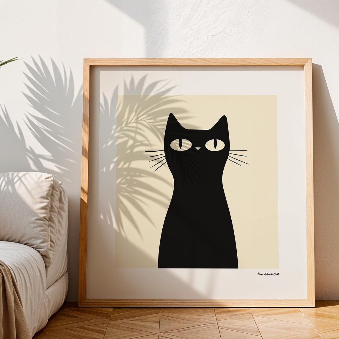 One Bold Black Cat Silhouette Minimalist Modern Cat Art Poster - Image 2