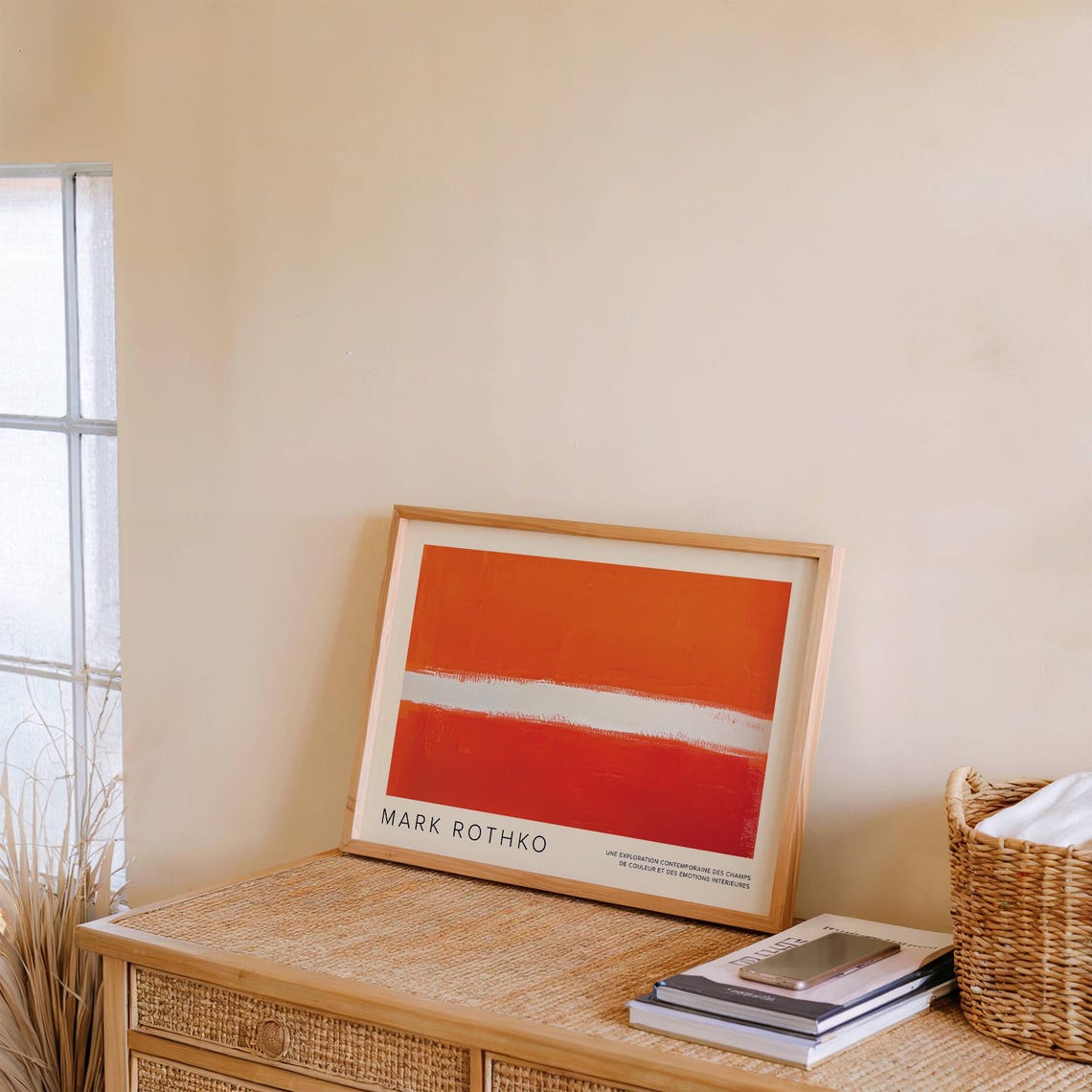 Abstract Orange Wall Art Rothko Inspired Colour Block Print Modern Horizontal Artwork For Living Room Office Bedroom Or Hallway - Image 2