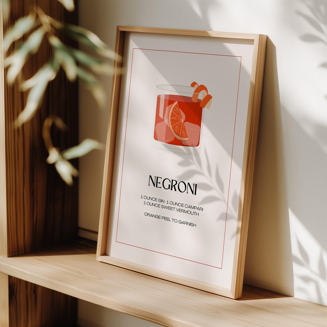 Negroni Cocktail Poster, Elegant Minimalist Decor