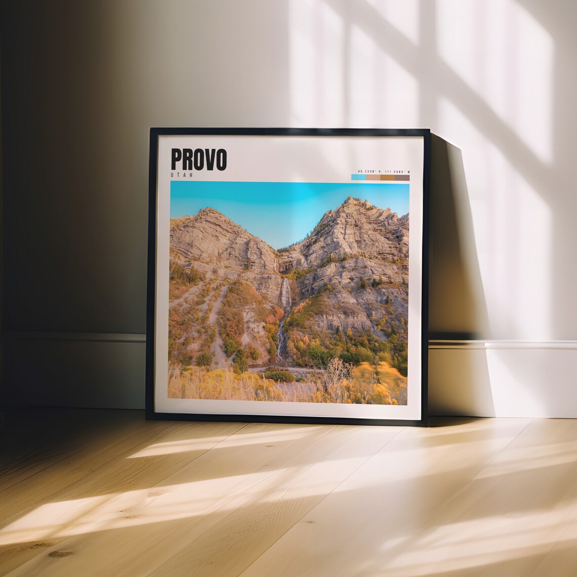 Provo Utah Autumn Canyon Waterfall Golden Foliage Travel Poster - Image 3