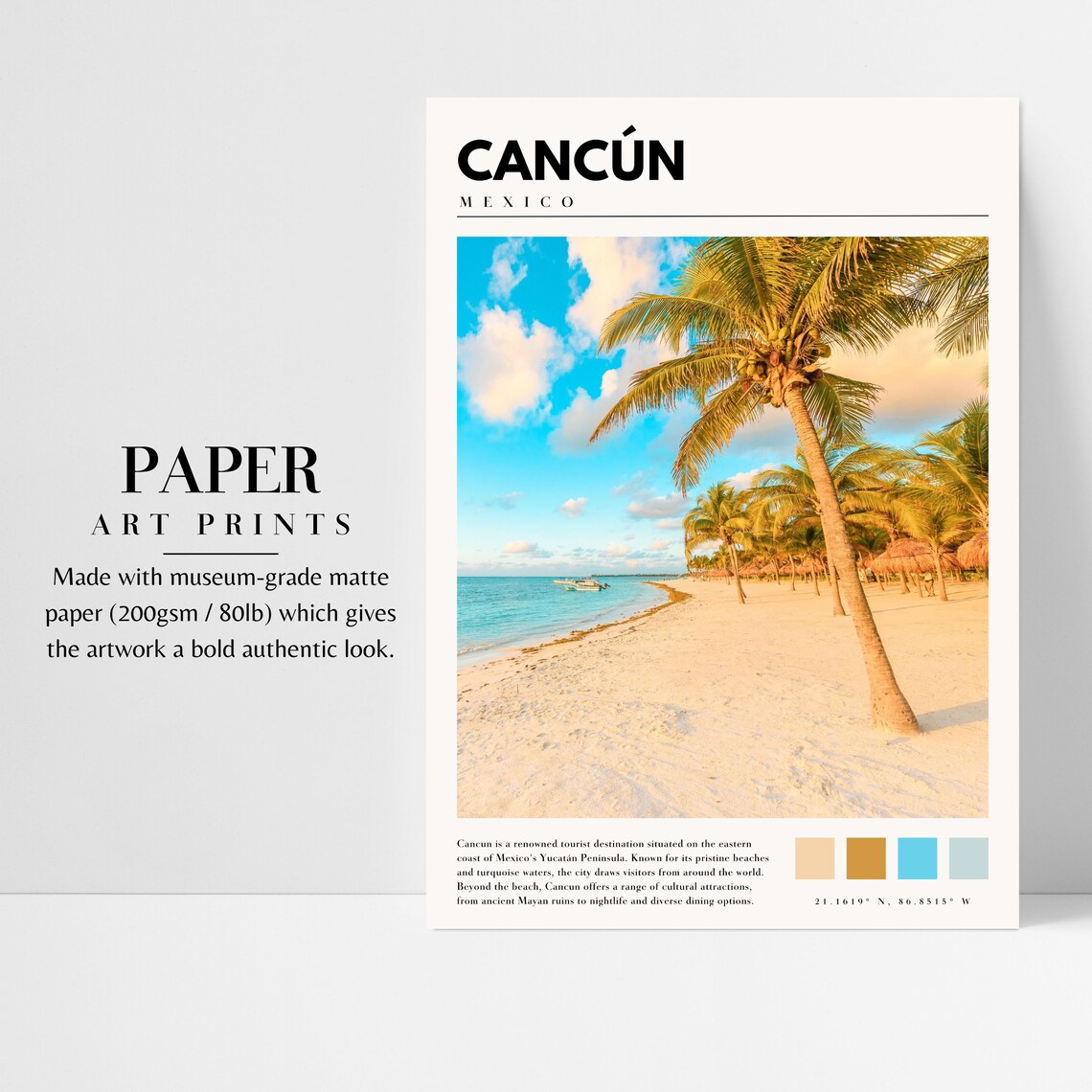 Cancun Mexico Travel Poster, Beach Photography Art Print - Image 3