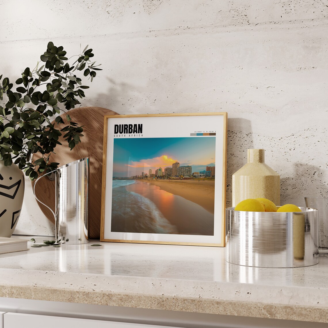 Durban South Africa Golden Mile Beach Sunrise Skyline Poster - Image 4