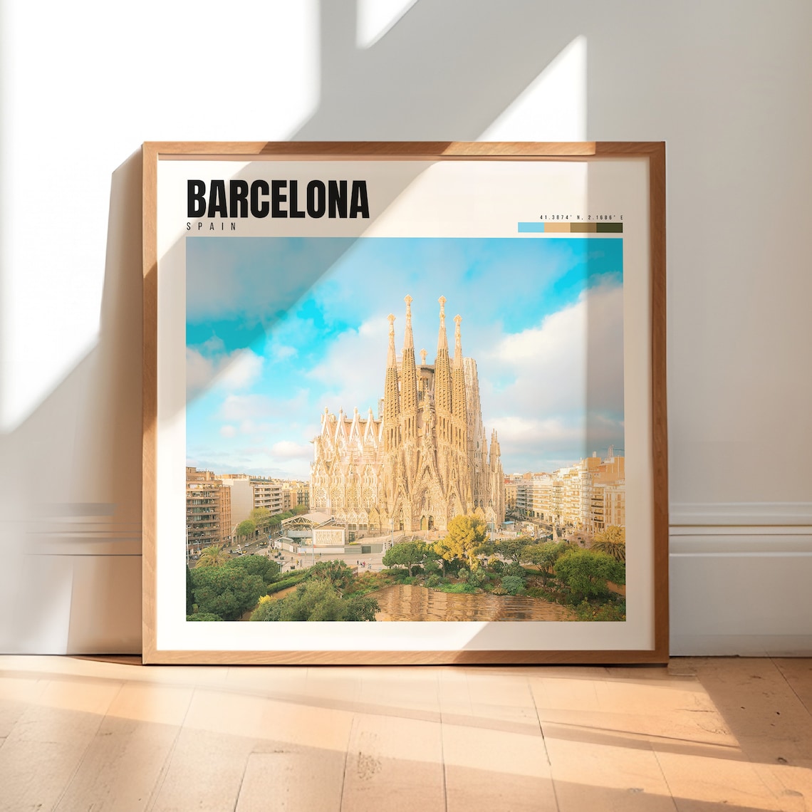 Barcelona Spain Sagrada Familia Basilica Sunny Daytime Travel Poster