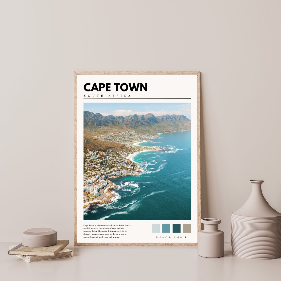 Cape Town South Africa Table Mountain Coast Aerial Ocean Poster - Image 4