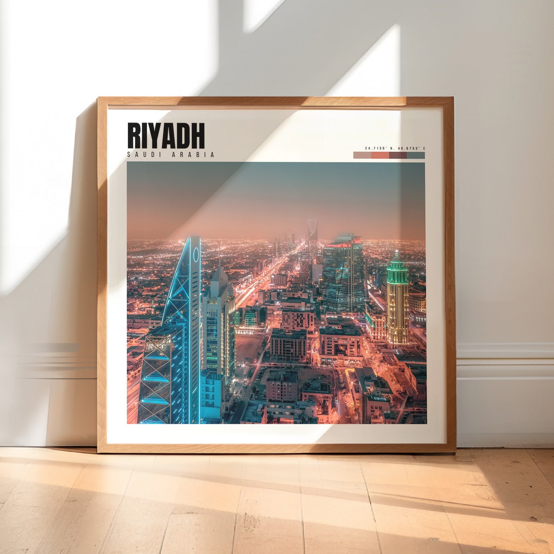 Riyadh Saudi Arabia Kingdom Centre Tower Night City Lights View Poster