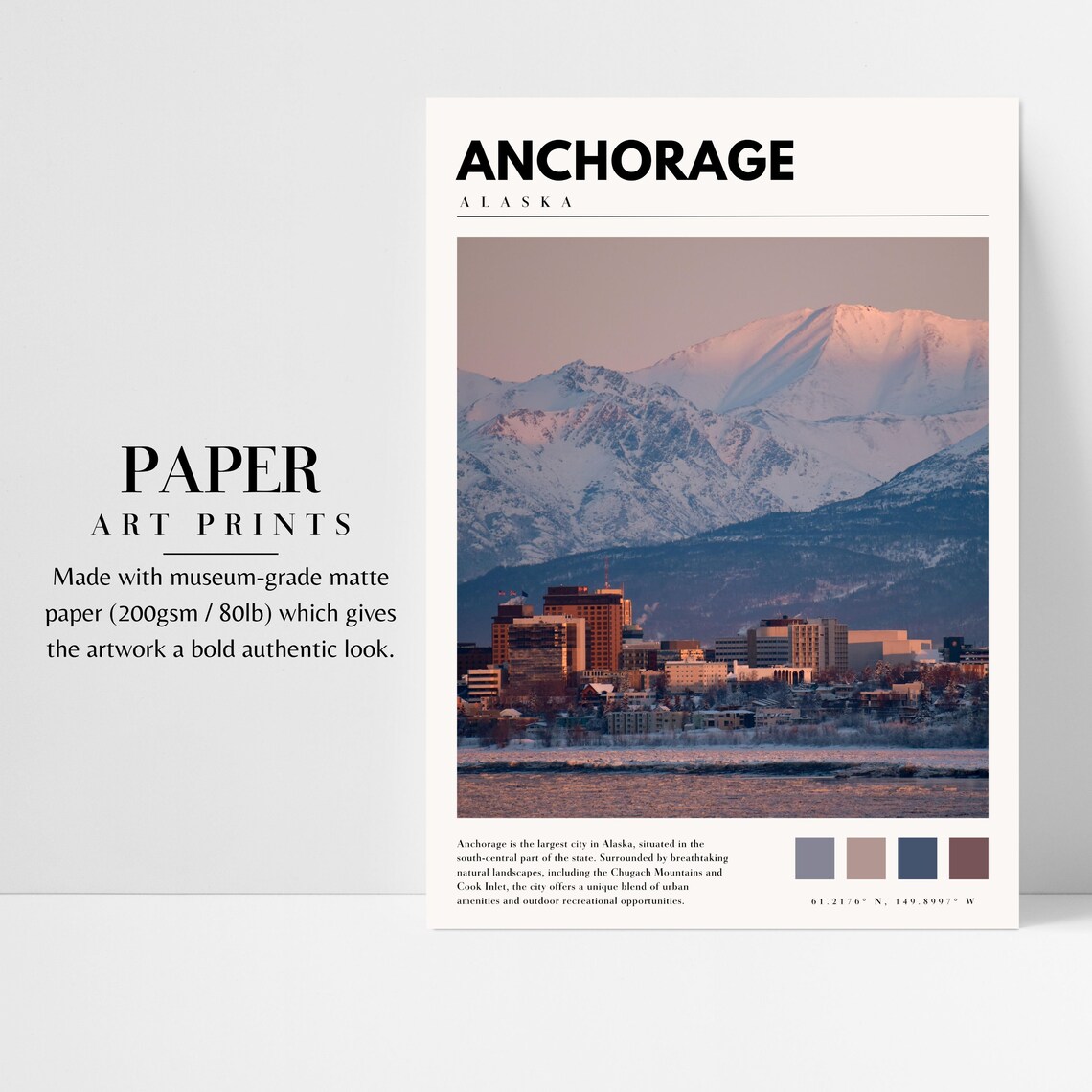 Anchorage Alaska Travel Poster, USA Wall Art Print - Image 3