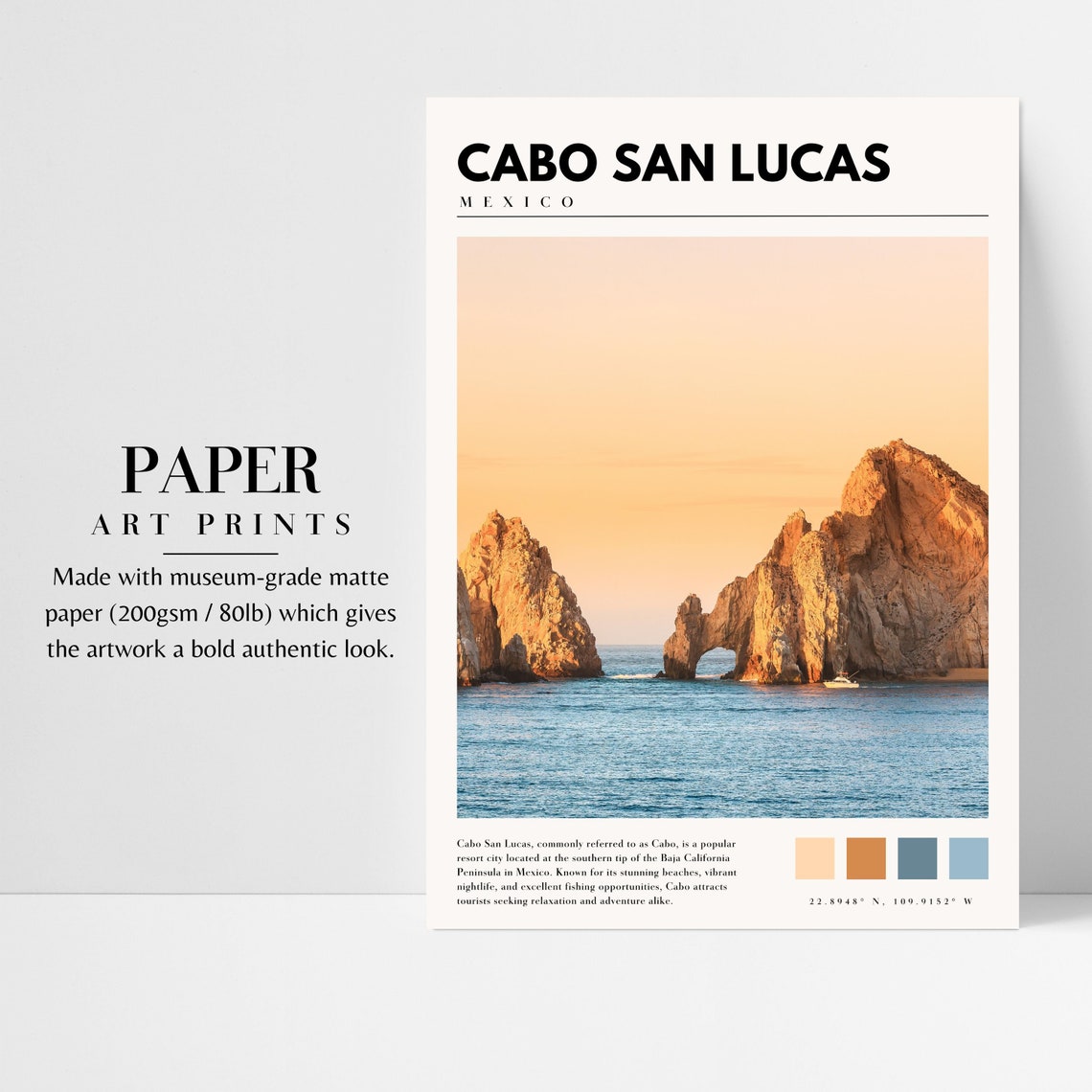 Cabo San Lucas Mexico El Arco Rock Formation Sunset Beach Poster - Image 3