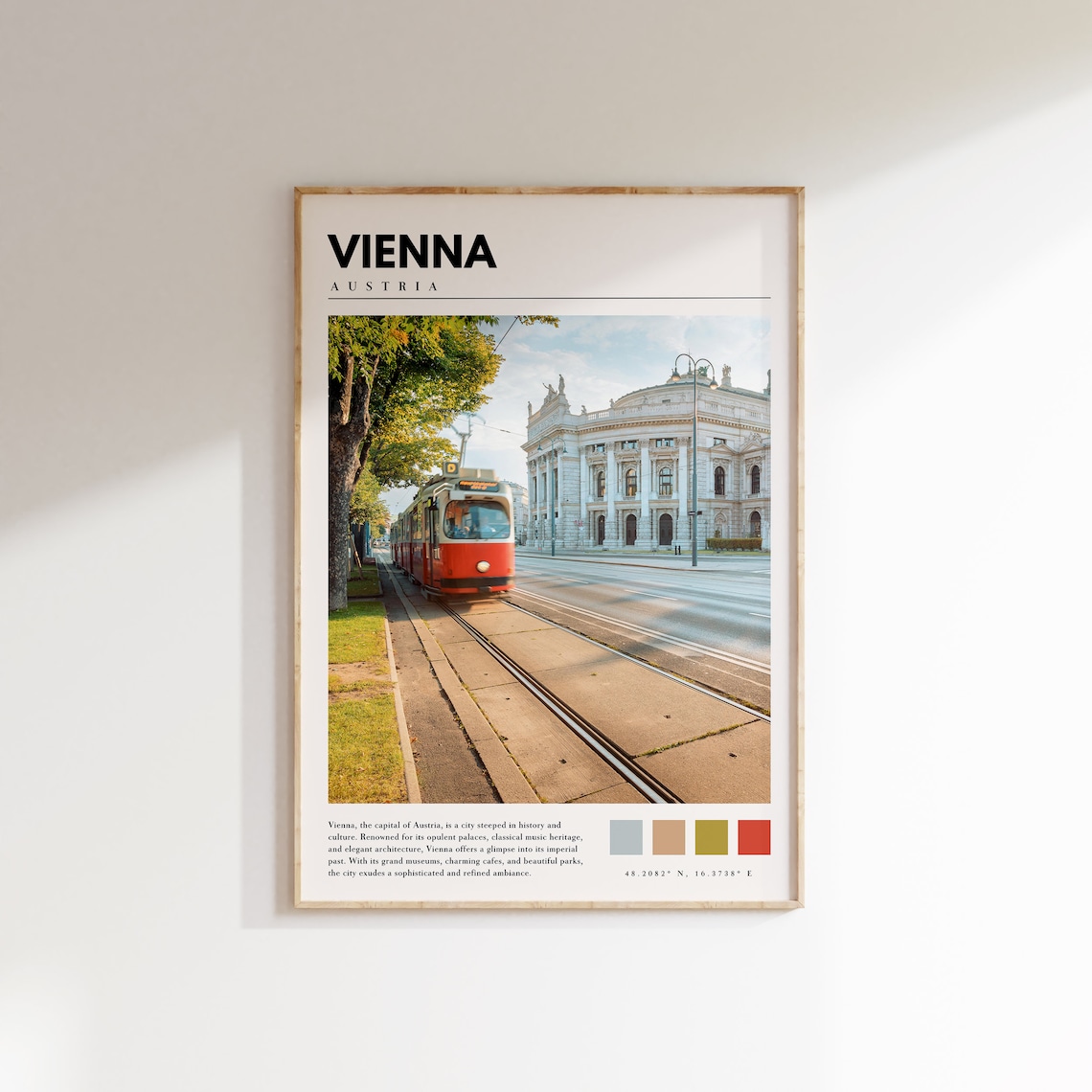 Vienna Austria Red Tram Historic Opera House Street Scene Poster