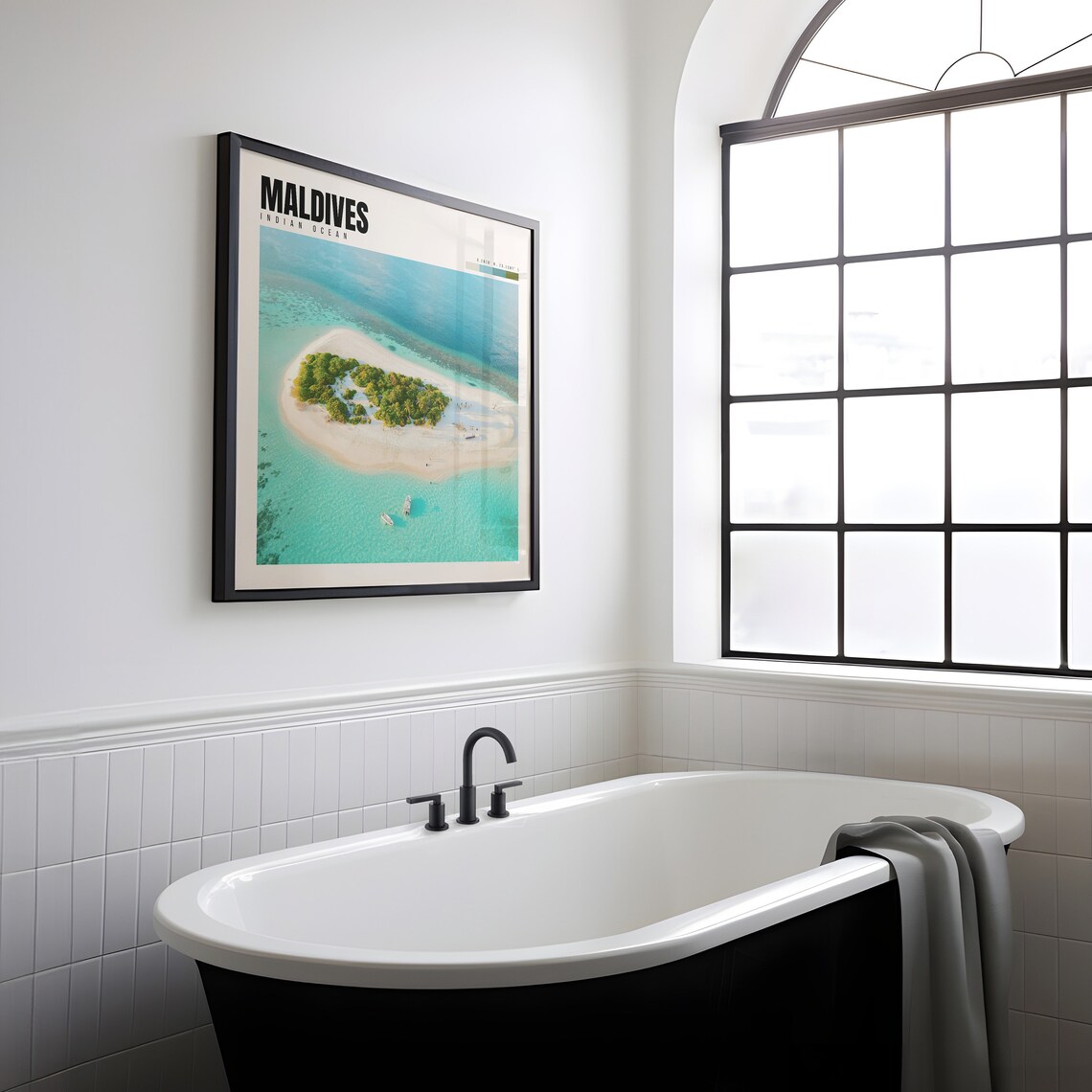 Maldives Poster with Aerial View of Tropical Island and Turquoise Sea - Image 2
